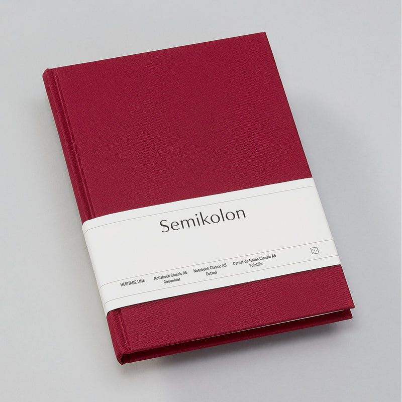Semikolon Notebook A5, Classic, Dotted, Burgundy