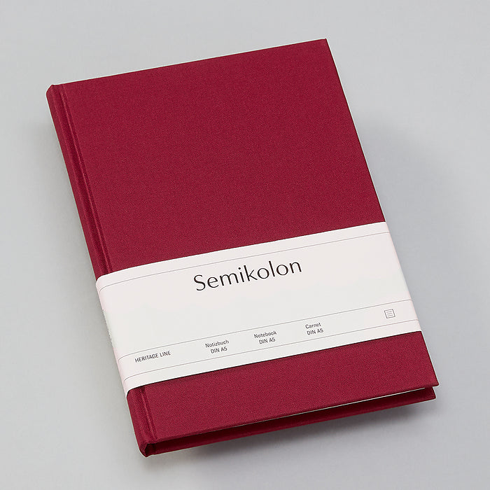 Semikolon Notebook A5, Classic, Lined, Burgundy