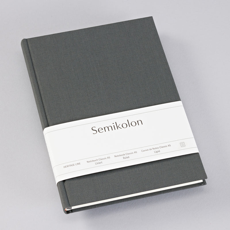 Semikolon Notebook A5, Classic, Lined, Lava Stone