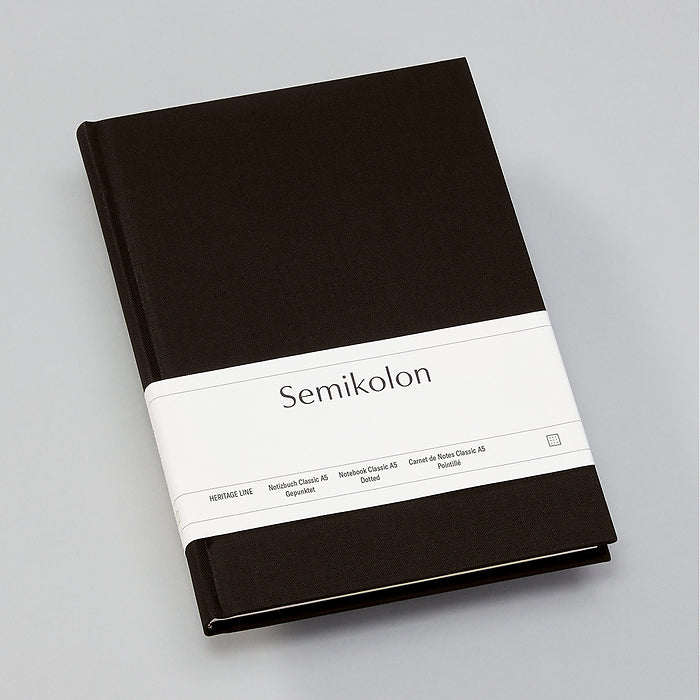 Semikolon Notebook A5, Classic, Dotted, Black