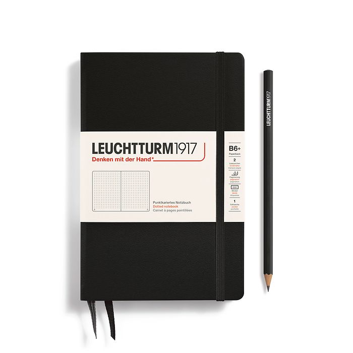 Leuchtturm1917 Notebook Paperback Hardcover (B6+), Dotted - Black
