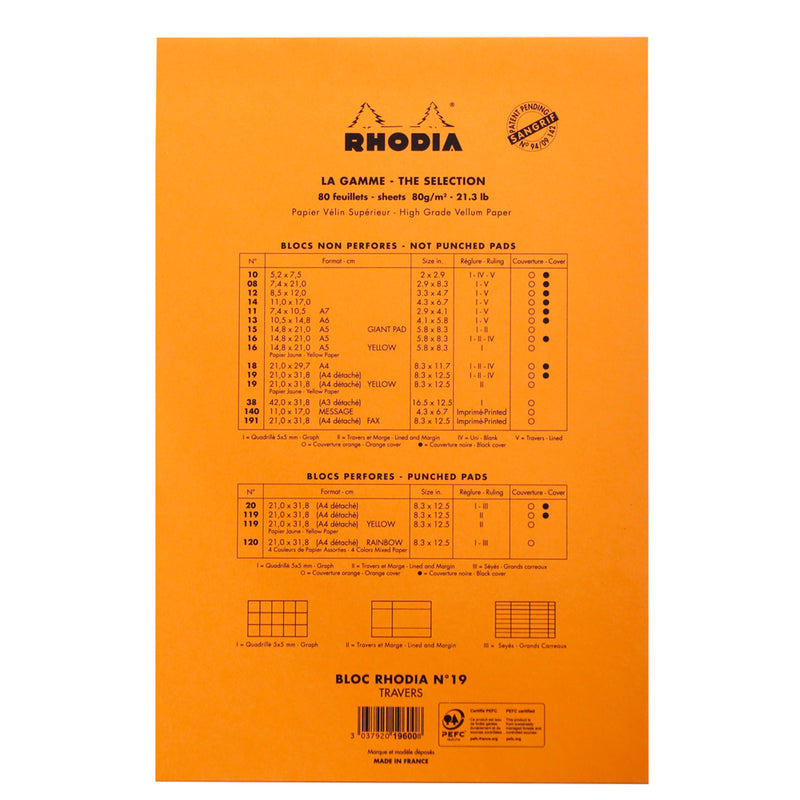 Rhodia No. 19 (A4+) Notepad - Orange, Lined