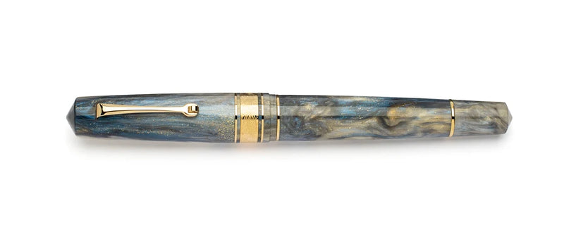 Leonardo Officina Italiana Momento Zero Grande 2.0 Fountain Pen - Orchidea Blue 14k Gold #8 Nib, Gold Trim