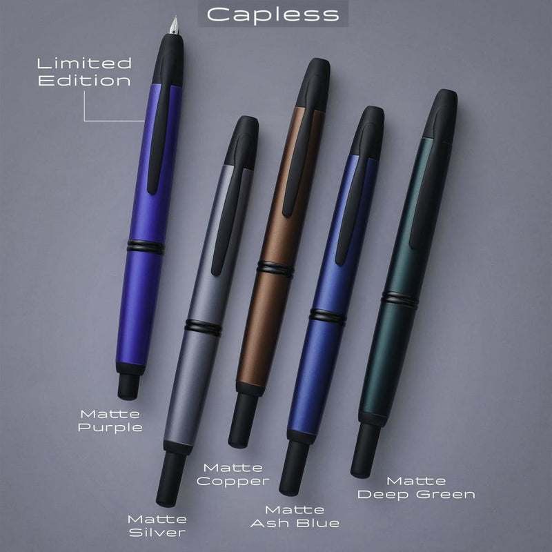 Pilot Capless Special Alloy Nib Fountain Pen – Matte Purple, Limited Edition | Pulp Addiction Exclusive
