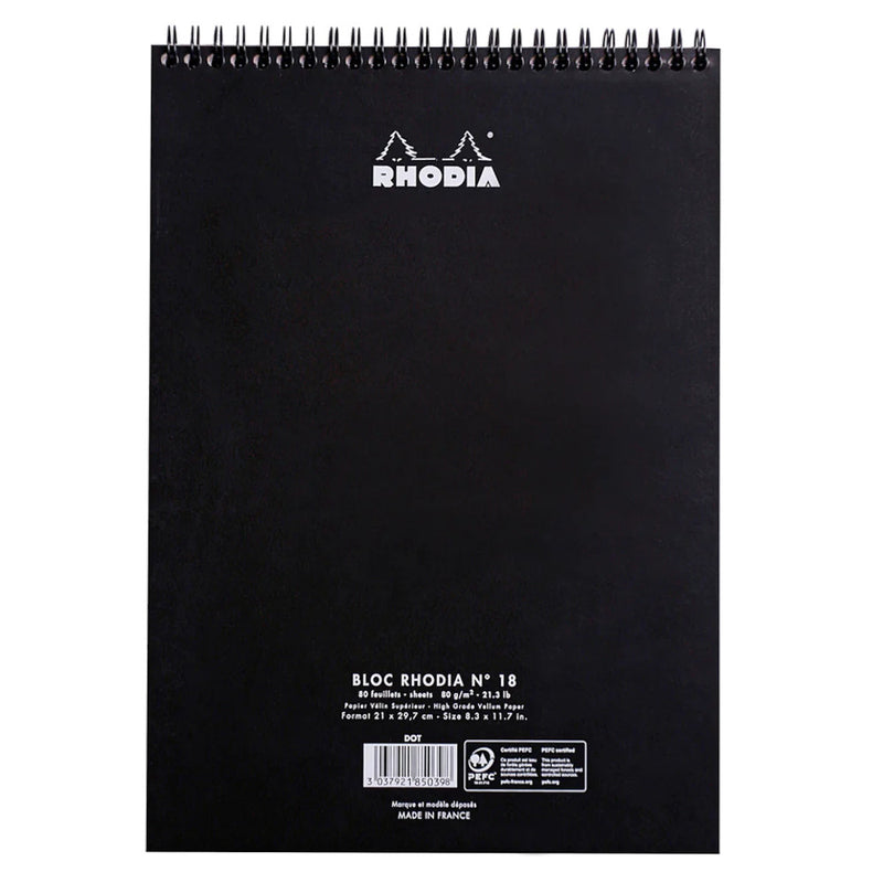 Rhodia No. 18 Notepad - Wirebound, Black, Dotted