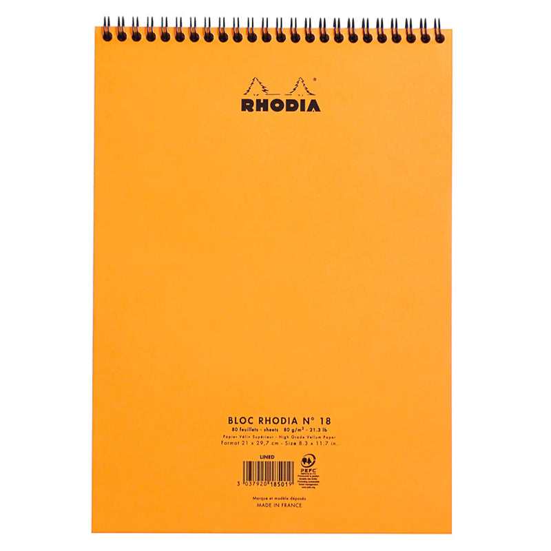 Rhodia No. 18 Notepad - Wirebound, Orange, Lined