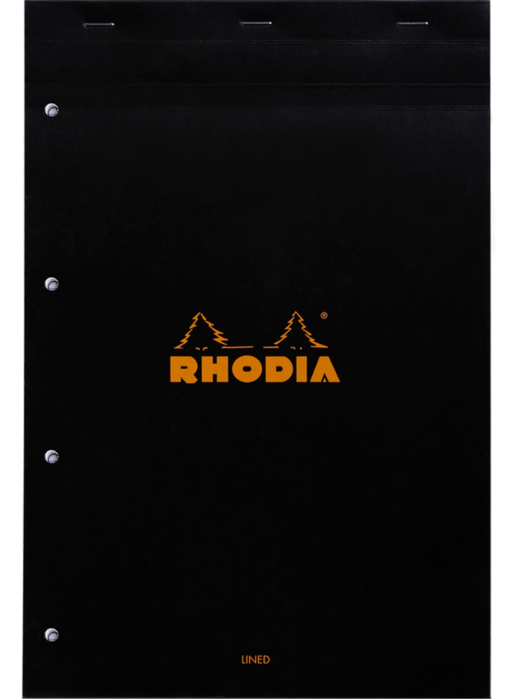Rhodia No. 19 (A4+) 4 Holes Notepad - Black, Lined