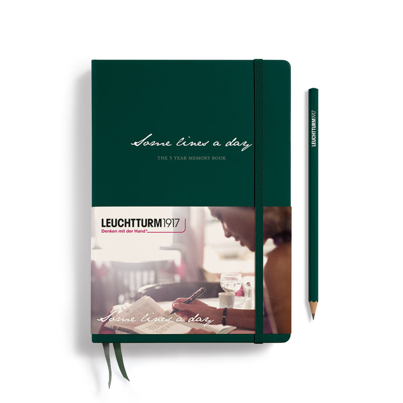 Leuchtturm1917 Some Lines A Day, 5 Year Journal, Medium A5, 365 Pages, Forest Green