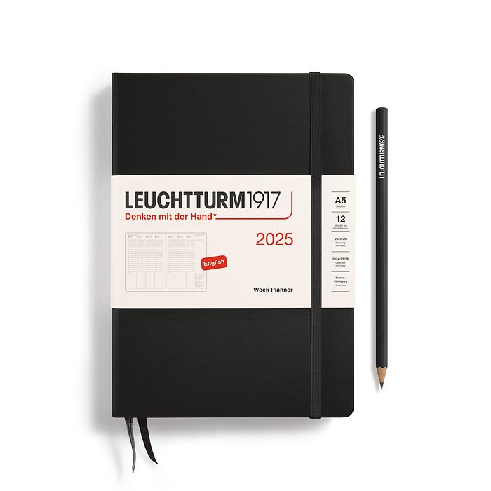 Leuchtturm1917 - 2025 Week Planner (A5), Hardcover, Black