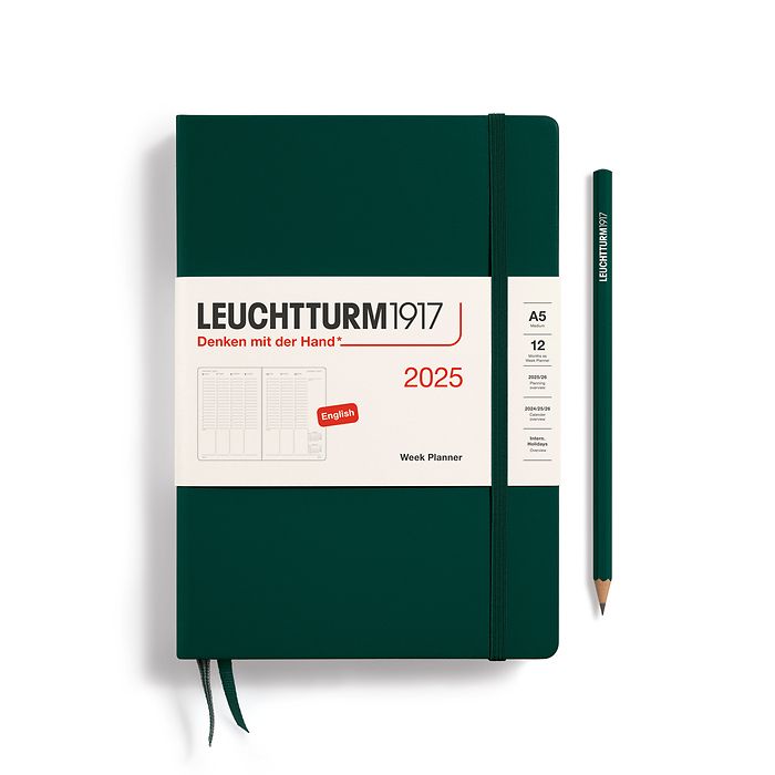 Leuchtturm1917 - 2025 Week Planner (A5), Hardcover, Forest Green