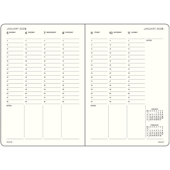 *Clearance* Leuchtturm1917 - 2026 Week Planner Hardcover (A5) - Black