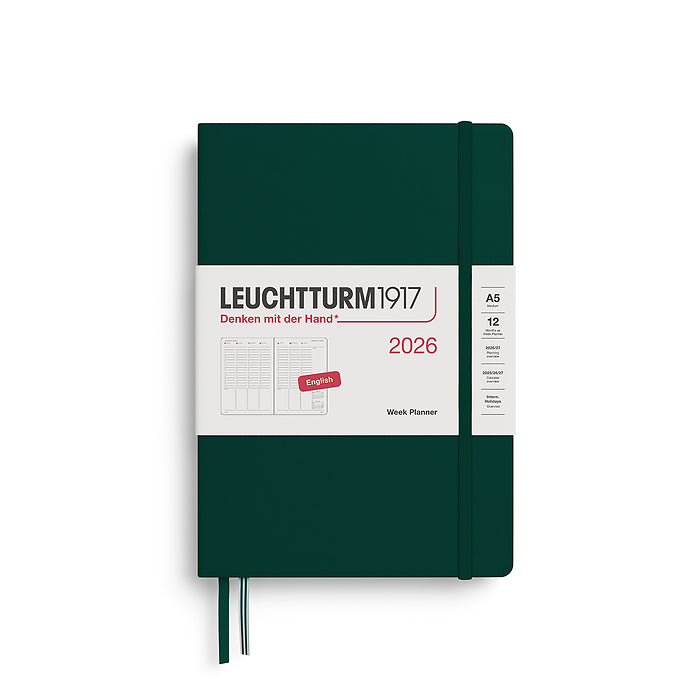 *Clearance* Leuchtturm1917 - 2026 Week Planner Hardcover (A5) - Forest Green