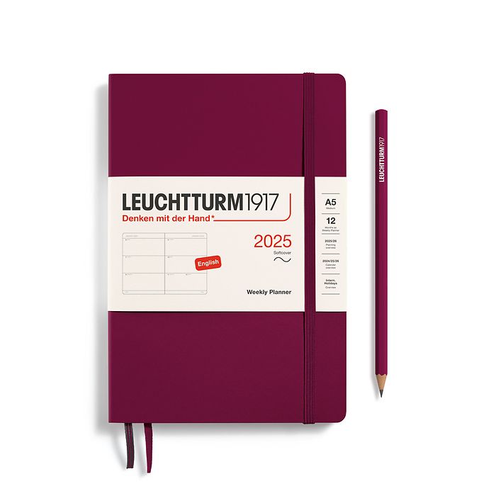 Leuchtturm1917 - 2025 Weekly Planner (A5), Softcover, Port Red