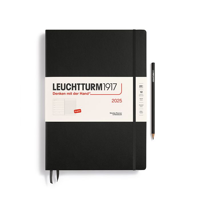 Leuchtturm1917 - 2025 Weekly Planner & Notebook (A4+), Hardcover, Black