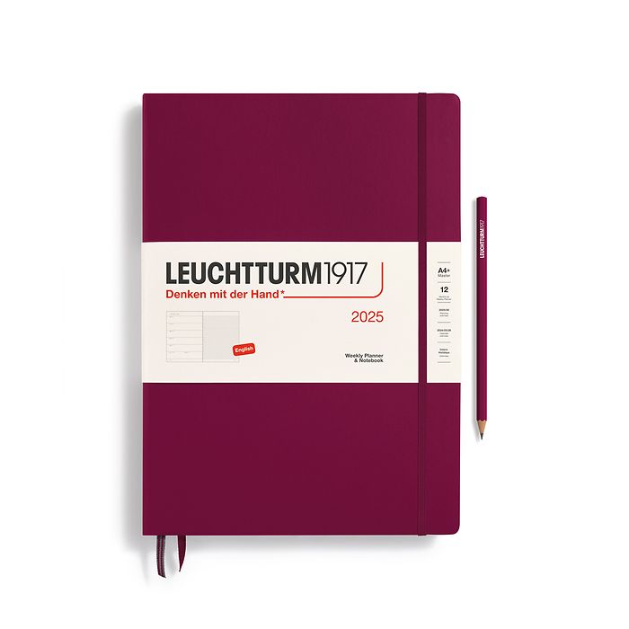 Leuchtturm1917 - 2025 Weekly Planner & Notebook (A4+), Hardcover, Port Red