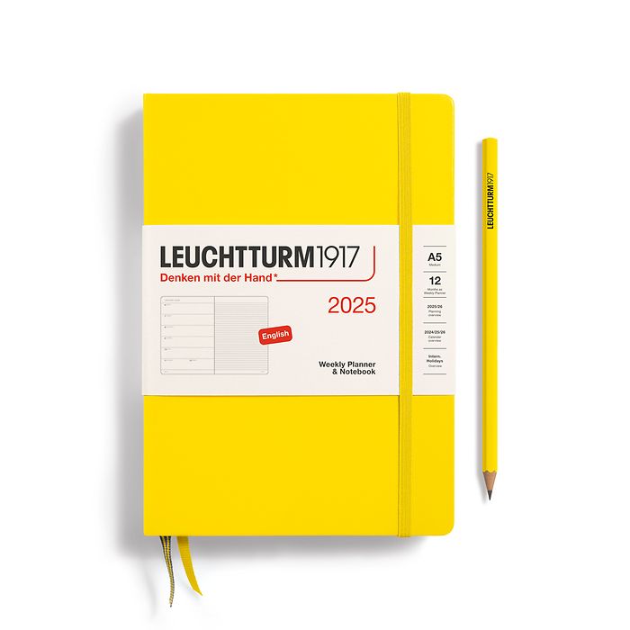 Leuchtturm1917 - 2025 Weekly Planner & Notebook (A5), Hardcover, Lemon