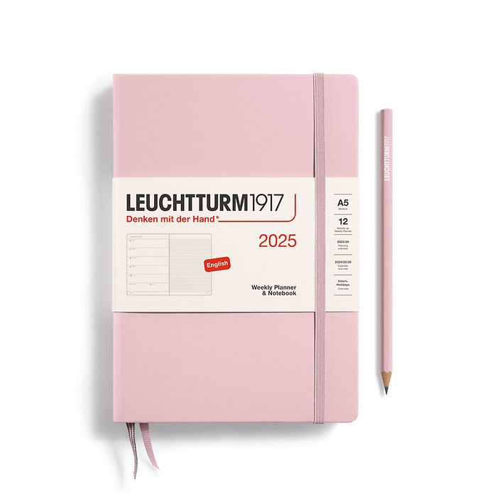 Leuchtturm1917 - 2025 Weekly Planner & Notebook (A5), Hardcover, Powder