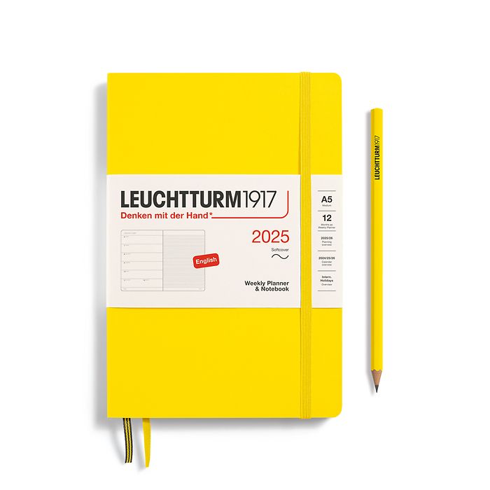 Leuchtturm1917 - 2025 Weekly Planner & Notebook (A5), Softcover, Lemon