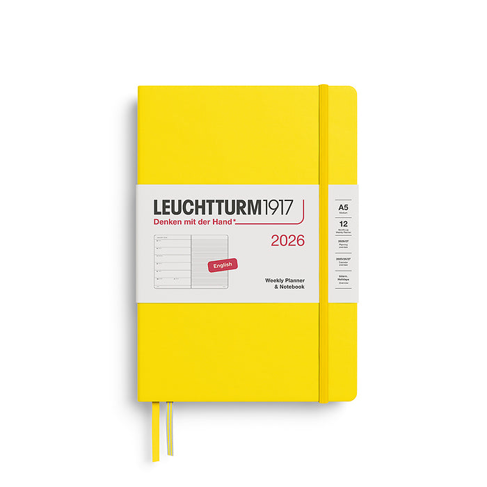 Leuchtturm1917 - 2026 Weekly Planner & Notebook (A5), Hardcover, Lemon