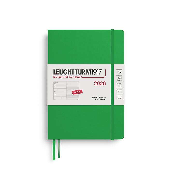 Leuchtturm1917 - 2026 Weekly Planner & Notebook (A5), Hardcover, Spring Leaf