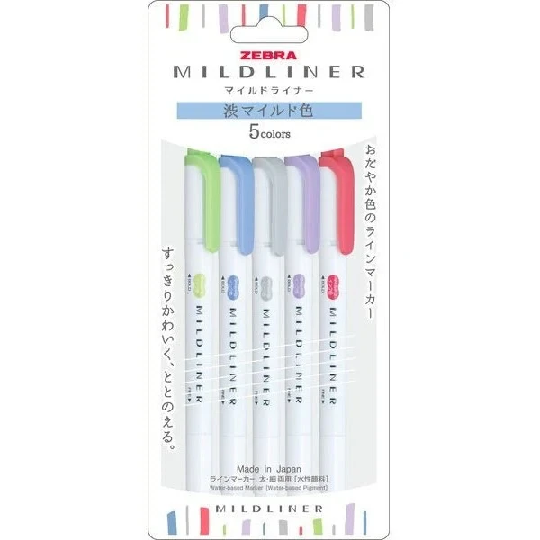 Zebra Mildliner Highlighter Cool & Refined 5 Colour Set