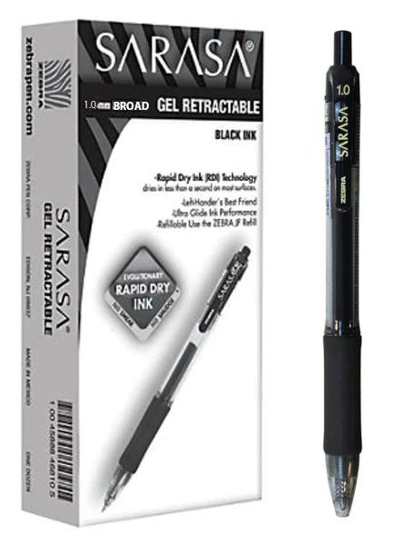 Zebra Sarasa Clip Gel 1.0mm Black Rollerball Pen
