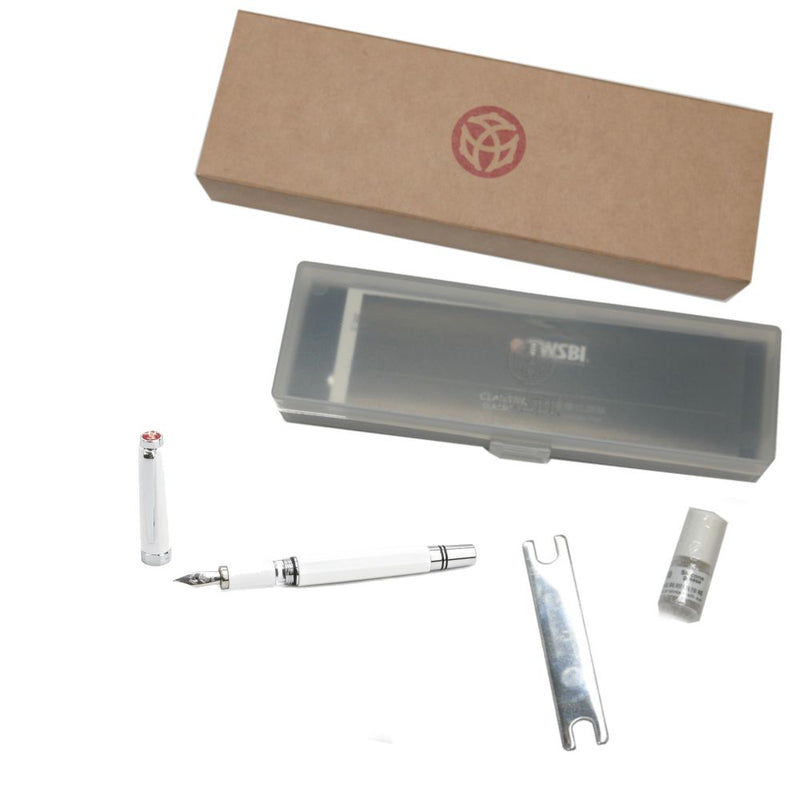 TWSBI Classic Fountain Pen - White, 1.1mm Stub Nib