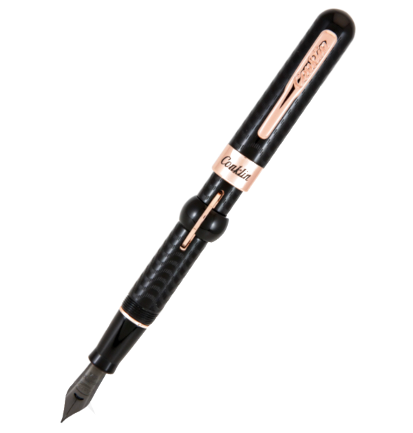 Conklin Mark Twain Crescent Filler Fountain Pen - Black Rose Gold