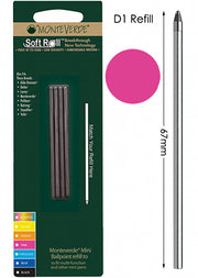 Monteverde D1 Pink Mini Ballpoint Refill, Pk4