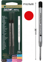 Monteverde P132 Red Soft Roll Medium Ballpoint Refill, Pk2