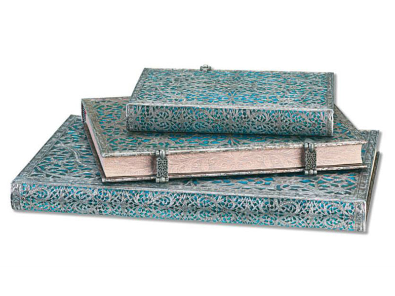 Paperblanks Silver Filigree Blue Maya Lined Journal
