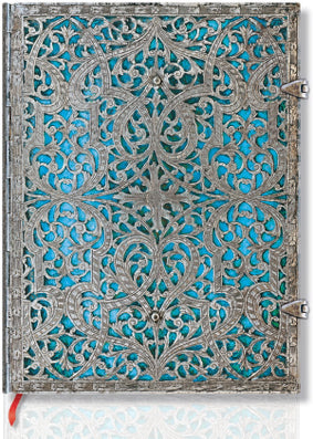Paperblanks Silver Filigree Blue Maya Lined Journal, Ultra