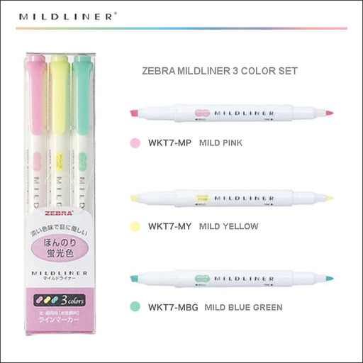 Zebra Mildliner 3 Colour Set