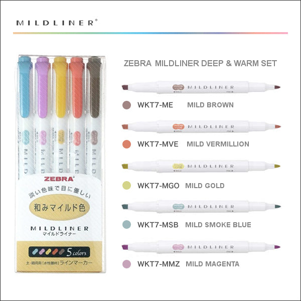 Zebra Mild Liner Deep & Warm 5 Colour Set