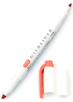 Zebra Mildliner Double Tip Mild Vermilion Highlighter
