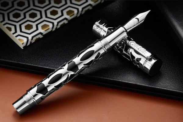 Conklin Endura Deco Crest Fountain Pen - Black/Chrome
