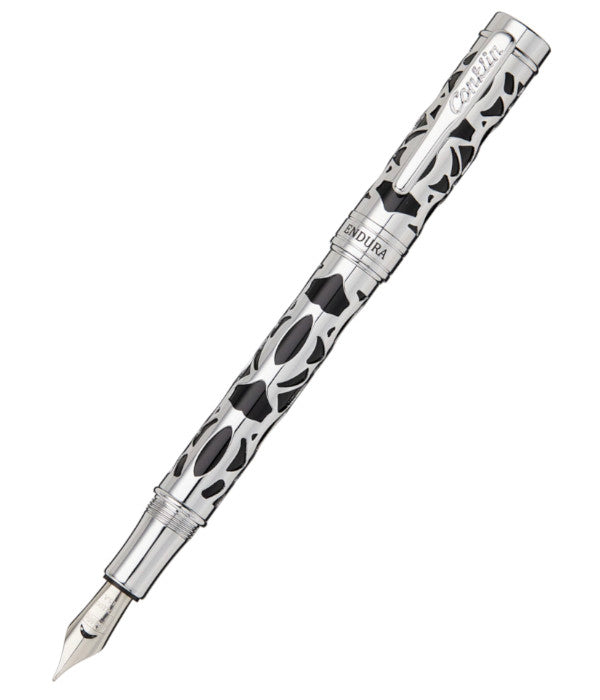 Conklin Endura Deco Crest Fountain Pen - Black/Chrome
