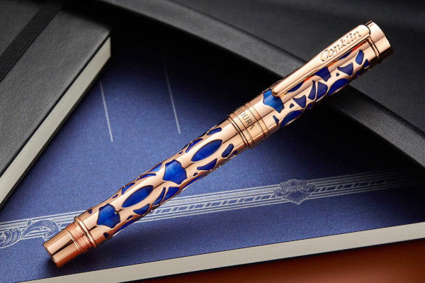 Conklin Endura Deco Crest Fountain Pen - Blue / Rose Gold