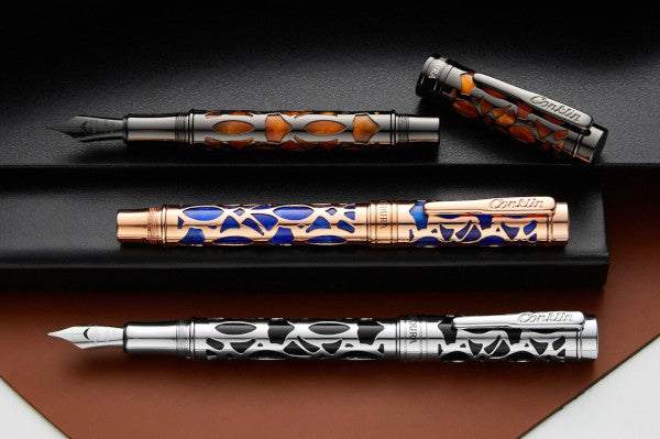 Conklin Endura Deco Crest Fountain Pen - Blue / Rose Gold