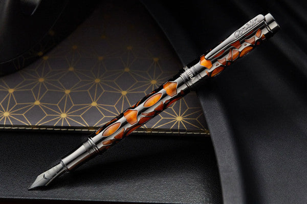 Conklin Endura Deco Crest Fountain Pen - Orange / Gunmetal