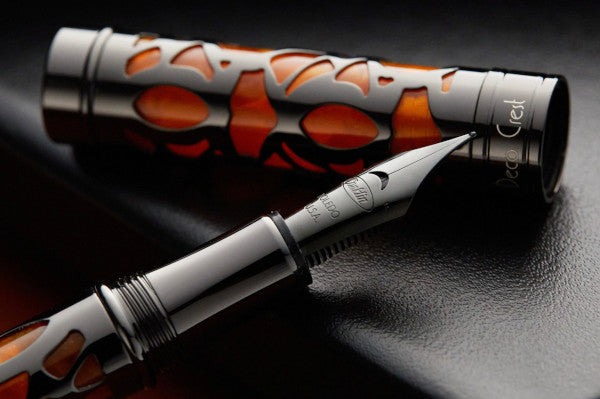 Conklin Endura Deco Crest Fountain Pen - Orange / Gunmetal