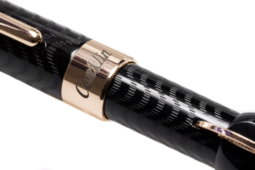 Conklin Mark Twain Crescent Filler Fountain Pen - Black Rose Gold Medium