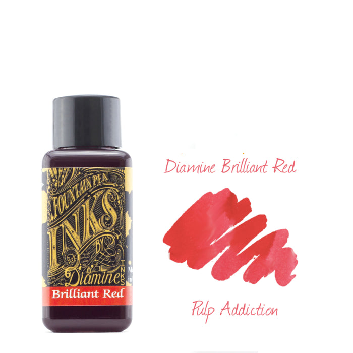 Diamine Fountain Pen Ink - Brilliant Red 30ml Bottle