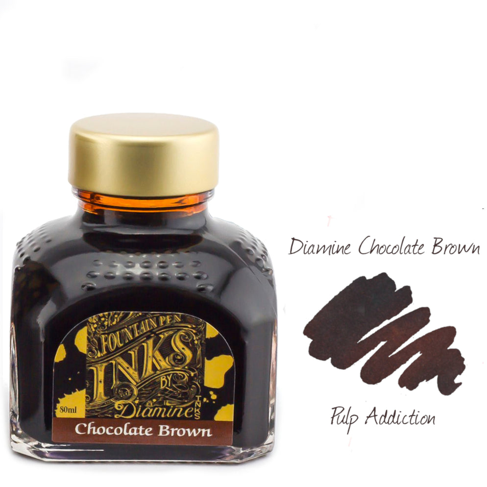 Diamine Fountain Pen Ink Chocolate Brown 80ml Bottle — Pulp Addiction