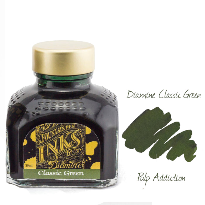 Diamine Fountain Pen Ink - Classic Green 80ml Bottle