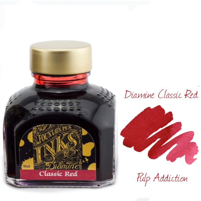 Diamine Fountain Pen Ink - Classic Red 80ml Bottle