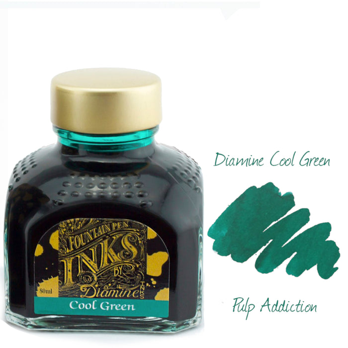 Diamine Fountain Pen Ink - Cool Green 80ml Bottle