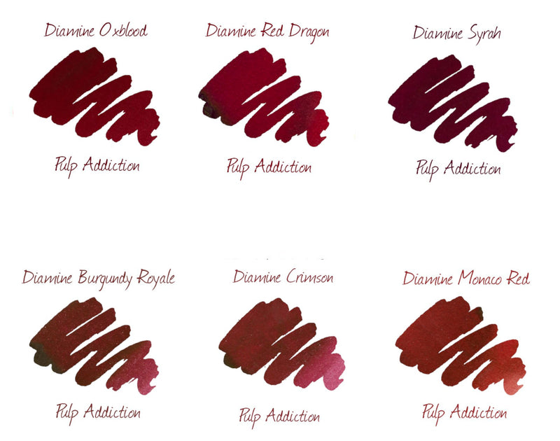 Diamine Deep Reds Ink Sample Package (6)