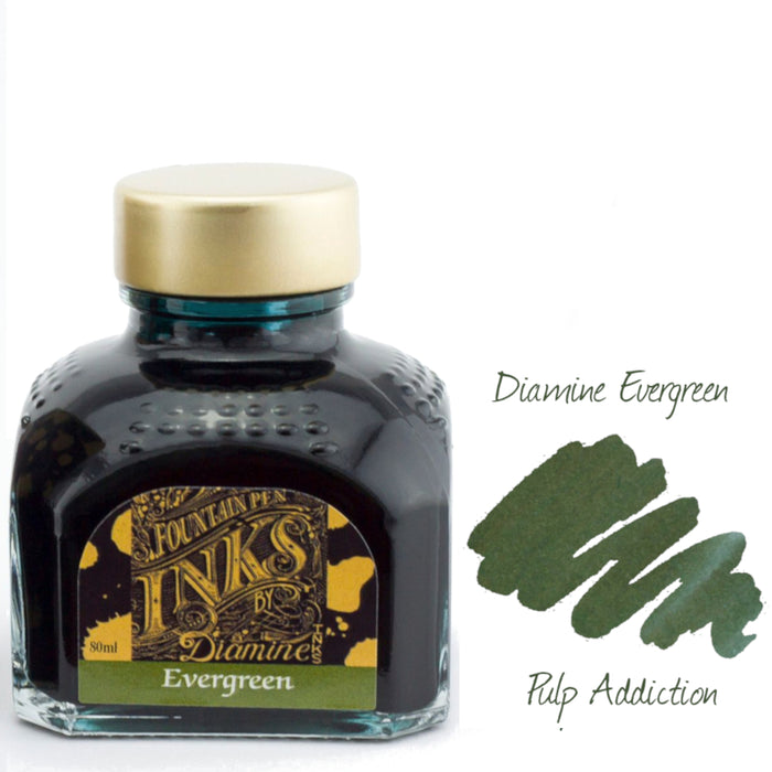 Diamine Fountain Pen Ink - Evergreen 80ml Bottle