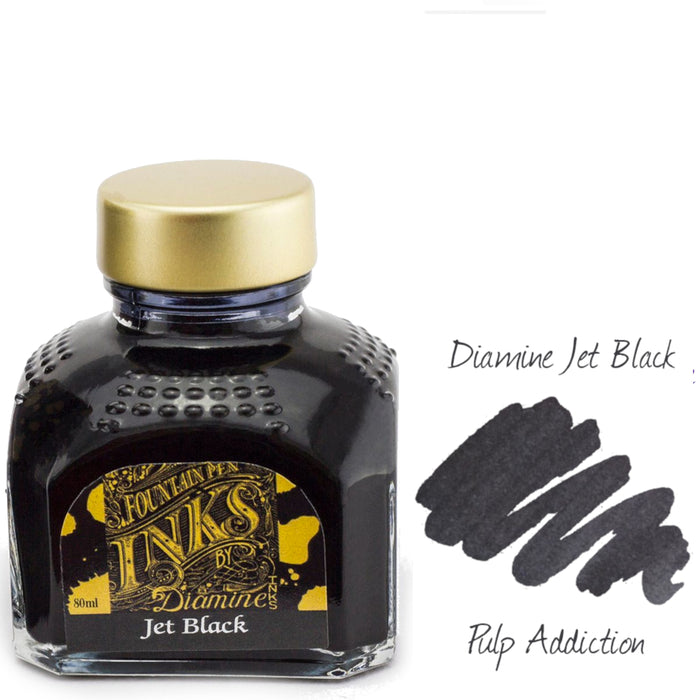 Diamine Fountain Pen Ink - Jet Black 80ml Bottle